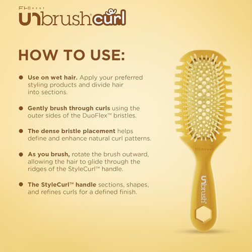 FHI Heat UNbrush Curl Detangling Brush Golden Hour for Wet Hair
