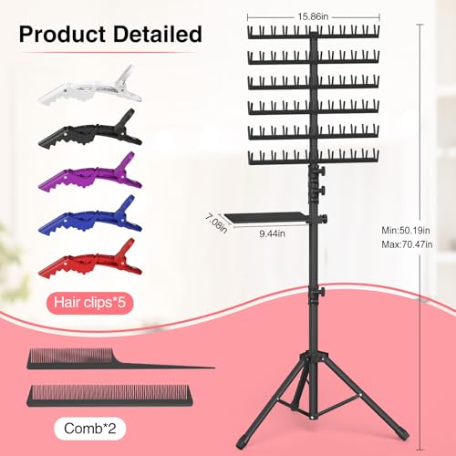 Hemndic Height-Adjustable Braiding Hair Rack with 144 Pegs