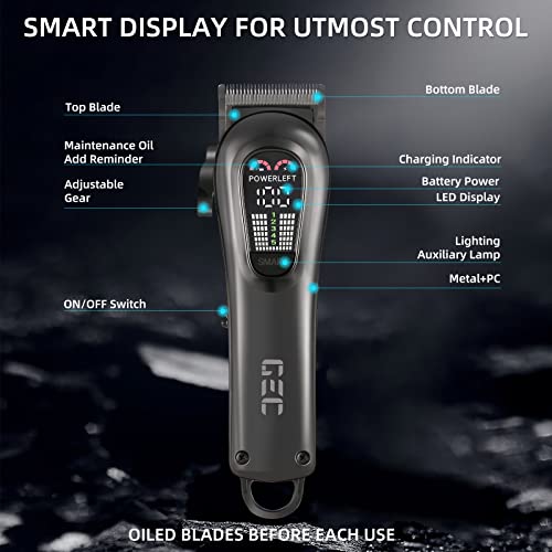GEC Smart Hair Clipper for Men,Rechargeable -Professional Clippers,Low Noise 5-Mode Hair Clippers with Auxiliary Light Hair Trimmer Kit for Men