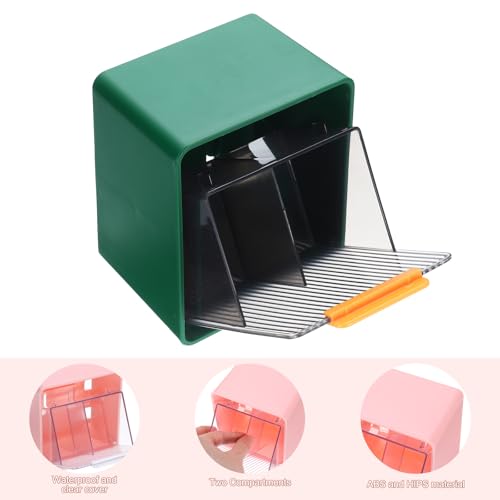 uxcell Green Grey Wall-Mounted Cotton Swab & Makeup Sponge Holder with 2 Compartments