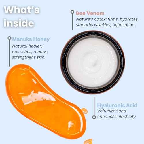 Manuka Honey 45+ MGO & Bee Venom Day Cream | 100% Natural Firming Anti-Wrinkle Face Moisturizer with Hyaluronic Acid & Vitamin C | 2oz