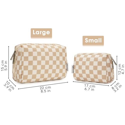 Narwey Checkered Makeup Bag Large Travel Cosmetic Organizer