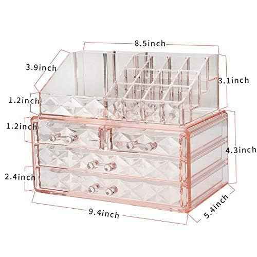 ZHIAI Stackable cosmetic organizer with drawers, easy to organize cosmetic products accessories Suitable for vanity, toilet, bathroom and bedroom organization and storage
