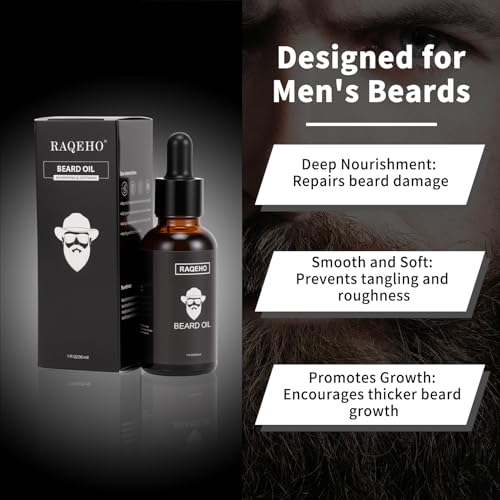 Sandalwood Beard Oil for Men - Beard Softener Moisturizer Thickener Strengthen Coarse Hair Mustache Oil with Argan Oil & Jojoba Oil Beard Conditioners & Oils Serum Care Gifts£¨1fl oz£©