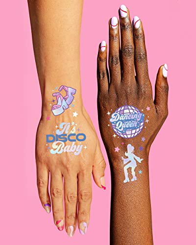 xo, Fetti Disco Birthday Temporary Tattoos - 48 Iridescent Foil