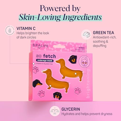 SpaLife Hydrogel Under Eye Patches - Dachshund Shape, 8 Pairs