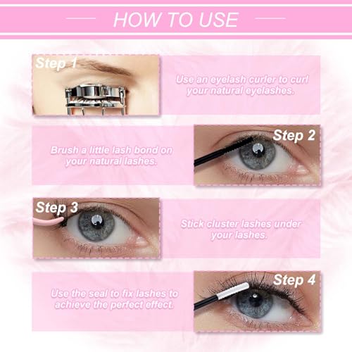 Individual Lashes Big Tray D Curl Lash Clusters 10D 20D 30D 40D Individual Lash Extensions Cluster Lashes Lash Extension Supplies Eyelash Clusters (40D-0.07D, 15-20mm)