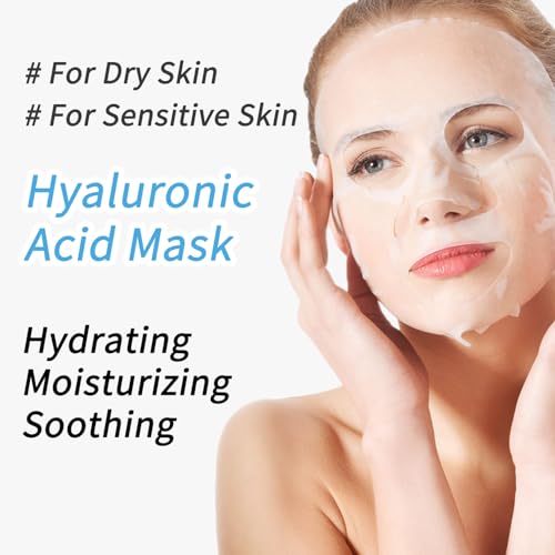 IREV Hyaluronic Acid Face Masks Skincare, Hydrating Facial Masks, Deep Moisturizing Face Mask for All Skin Types, Facial Sheet Mask for Women Skin Care, Smoothing Rejuvenating 10 Pack