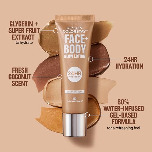 Revlon ColorStay Face & Body Glow Lotion, 24HR Hydration
