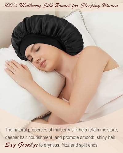 Choshion Set of 2 Mulberry Silk Sleep Bonnet for Women - Reversible, Premium Hair Protection