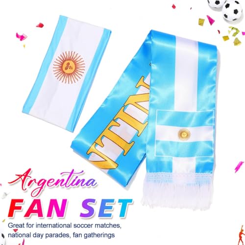 CAKURE Soccer Fan Headband Set Flag Print Sports Headbands for Adults