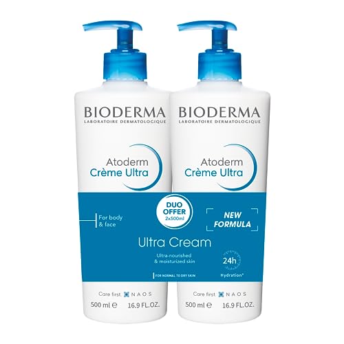 Bioderma Atoderm Ultra Cream Duo Pack, Hydrating Body Moisturizer for Normal to Dry Sensitive Skin 2x16.9 Fl Oz