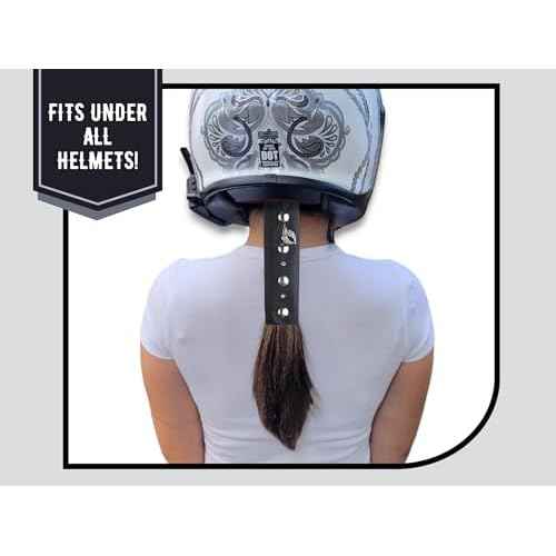 BLACK 18" inch Genuine Leather Motorcycle Hair Wrap for Long Hair - Handmade Ponytail Sleeve Long Hair Protector & Saver | Biker Hair Tie Helmet Accessory | Made in USA (18 inch, No Fringe)