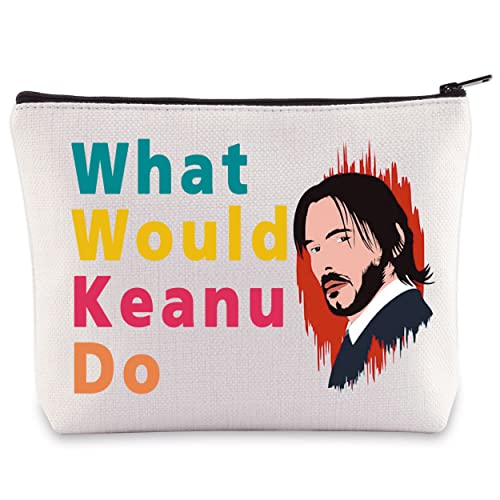 BWWKTOP Keanu Inspired Cosmetic Bag - Multicolor, Waterproof, Letter Print - Travel, Makeup Storage, Gift - Women - Keanu Reeves Fans (Keanu Bag)