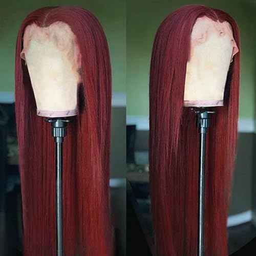 Burgundy Long Straight Synthetic Lace Front Wigs Ready to Wear Glueless Wig Pre Plucked 13x6 Lace Front Wig Straight HD Lace Front Wig 99j For Black Women