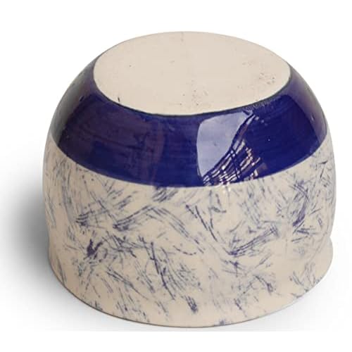 ETROVES Ceramic Shaving Bowl | Scuttle Leather Bowl for Men, Easy Leather Soap Bowl, 4 Inch, White Blue