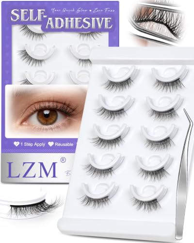 Self-Adhesive Eyelashes, No Glue Press-On Wispy Lashes 14mm