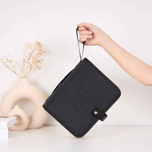 Travel Makeup Bag for Women for Cosmetics, Brushes, and Toiletries, Compact and Portable Makeup Organizer, Large Capacity Storage Cosmetic bag for Business, Vacation, or Weekend Traveling (Black)