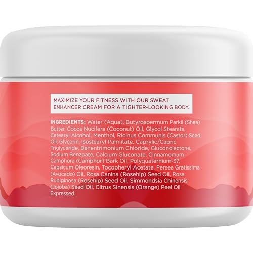 Hot Sweat Cream Workout Enhancer - Invigorating Hot Cream for Cellulite & Body Sculpting to Maximize Workouts - Moisturizing Sweat Enhancer Thigh Bum and Belly Firming and Tightening Cream (4 Fl Oz)