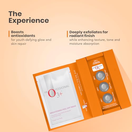 O3+ Vitamin C Facial Kit 45g with Peel Off Mask for Instant Radiance and Even Skin Tone | Ideal for Normal, Combination Skin