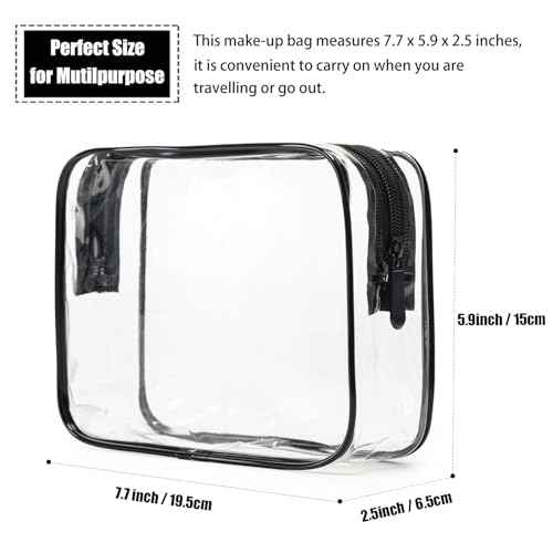 MODENGKONGJIAN TSA Approved Toiletry Bag, 3 Pcs Clear Toiletries Bags Quart Size Travel Makeup Cosmetic Bag for Women Men, Carry on Airport Airline Compliant Bag (Clear Black)