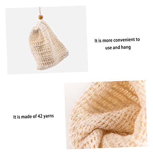 4Pc Sisal Mesh Soap Foaming Bags with Drawstring