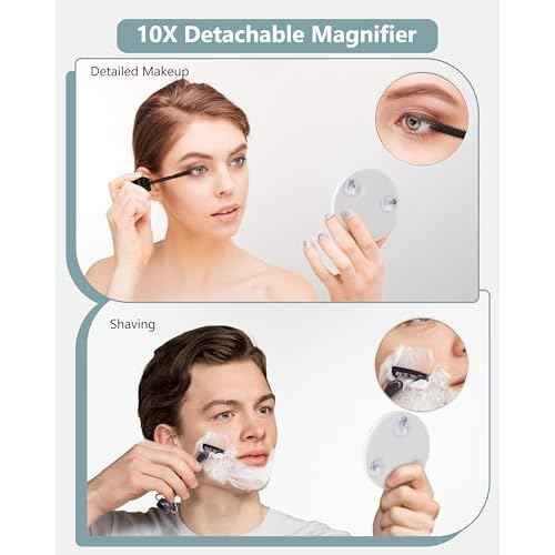 Star Vision 2-in-1 Lighted Makeup Mirror with Glass Jewelry Organizer, Dimmable 6,000K Cool White Light, 3-Layer Drawers, Luxury Crystal Diamond Effect Surface, Includes a 10X Magnification Mirror