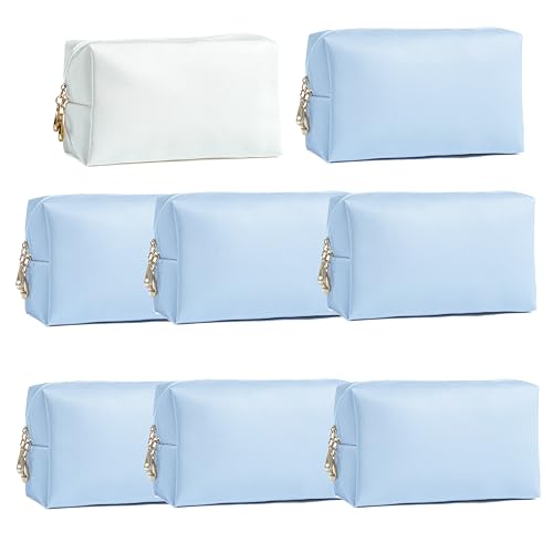 Bridesmaid Proposal Gifts Letter Cosmetic makeup bag bulk for Wedding Party Favors Bachelorette party decorations Makeup Pouch Birthday Toiletry Organizer Bag Makeup Case Gift (8Bluewhite)