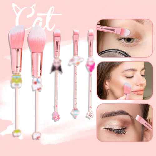 Cute Anime Makeup Brushes Set,Classical Cartoon Cosmetic Brush, Blending,Face Powder,Eyeshadow Make Up Kit, Best Gift for Girl & Young Women