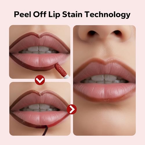 CharmCherry True Nude Peel Off Lip Stain & Lip Liner - Long Lasting Waterproof Matte