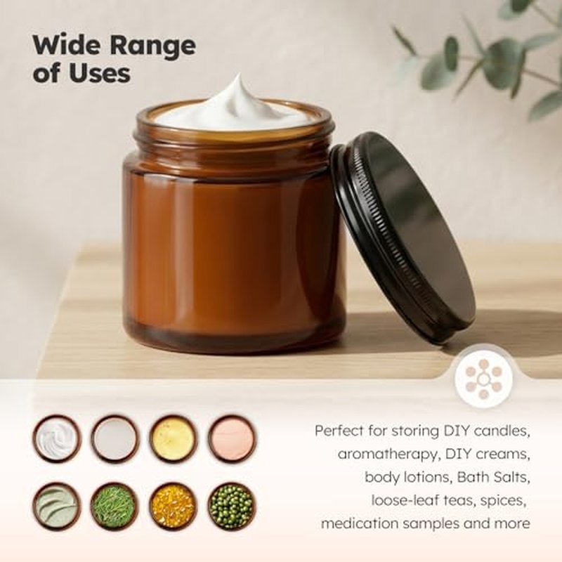 4 oz Amber Glass Jars with Lids, 24 Pack Airtight Containers