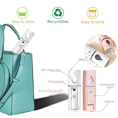 Nano Facial Steamer with Mirror, USB Rechargeable Mist Sprayer