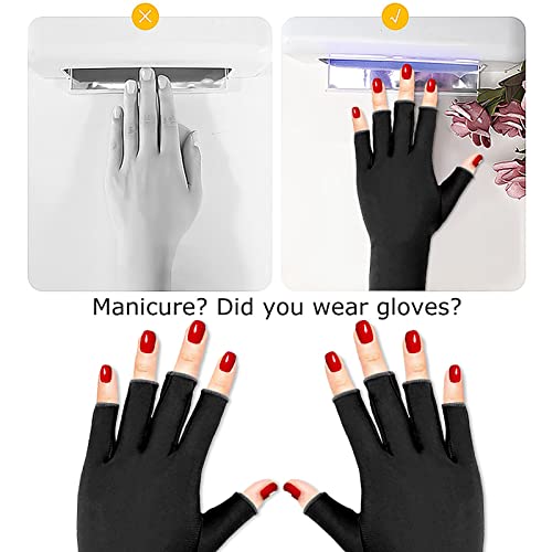 UPF 50+ Fingerless UV Protection Gloves for Gel Manicure & Nail Lamp