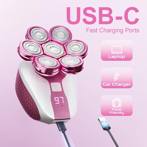 Women’s Electric Shaver with 7D Rotary Heads Waterproof Rechargeable Grooming Kit