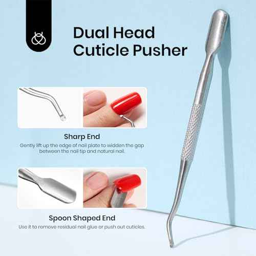 Beetles Nail Glue with Glue Remover Kit, 2 * 10ML Super Strong Easy to Remove Off Fake Nails Adhesive Remover with Cuticle Pusher