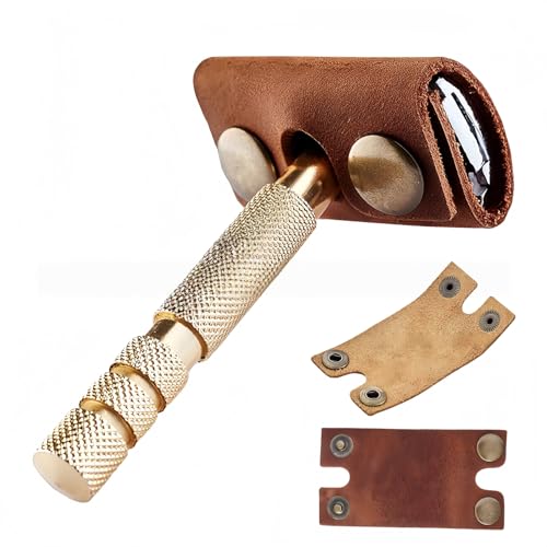 Genuine Leather Safety Razor Travel Case with Button Lock