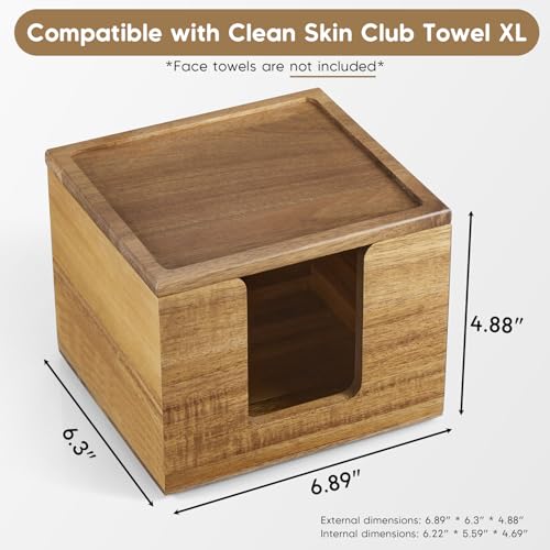 Acacia Wood Face Towel Holder Box - Makeup Organizer with Lid