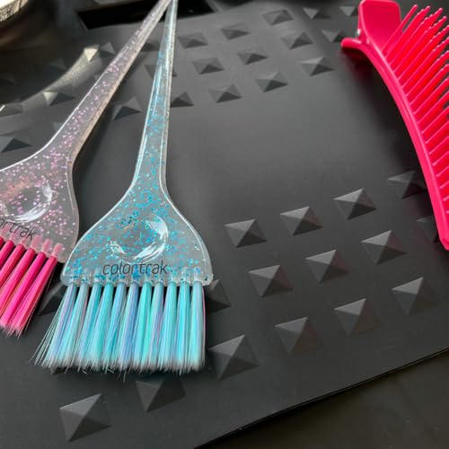 Colortrak Heat-Resistant Styling Station Mat, Silicone Mat Prevents Work Surfaces from Heat Damage of Styling Tools, Prevent Tool from Falling or Slipping, Black, 9 x 11 inches (Pack of 2)