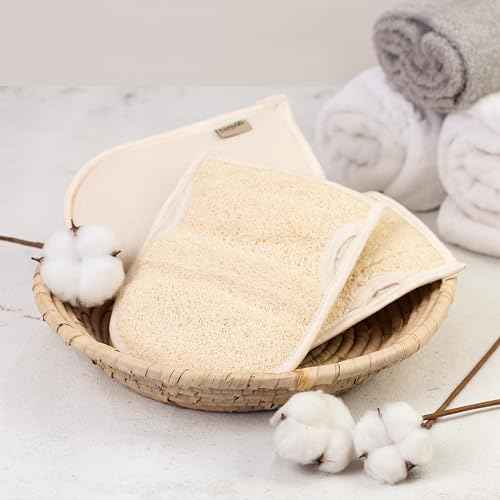Premium Exfoliating Loofah Gloves ? Natural Egyptian Loufa Sponge Body Scrubber Mitts for Soft, Radiant Skin ? Gentle Exfoliation & Deep Clean (1-Pack) (Count 1)
