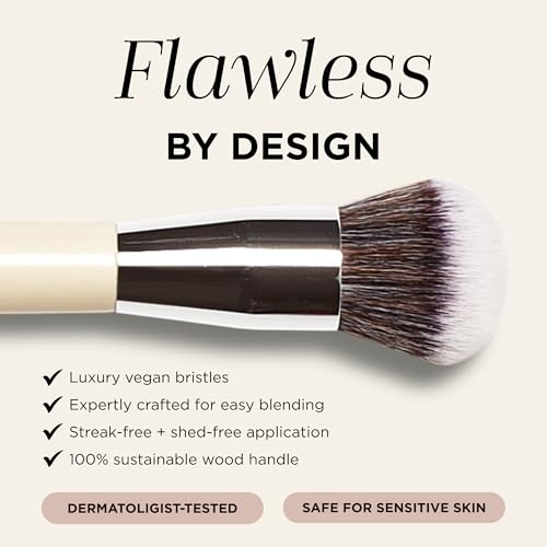 Haleys Beauty Kabuki Foundation Brush For Applying Powder, Foundation, Bronzer, Blush, and Mineral Make up, Soft Bristles, Seamless Blending, Makeup Brushes Essential, Vegan & Cruelty Free