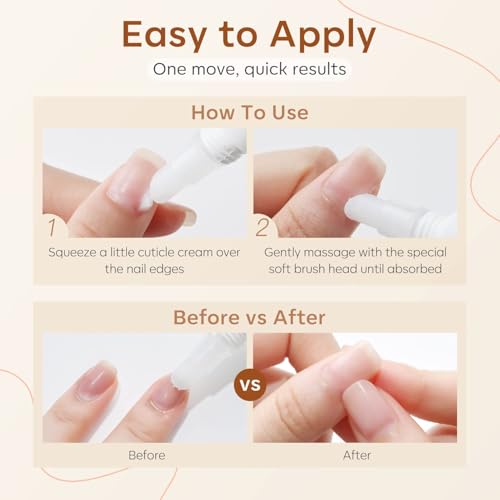 Modelones Milky White Cuticle Cream Softener & Nail Repair with Silicone Brush