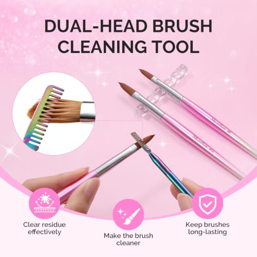 MelodySusie Acrylic Nail Brush Set Gradient Pink – 8/10/14 Sizes Professional Tools