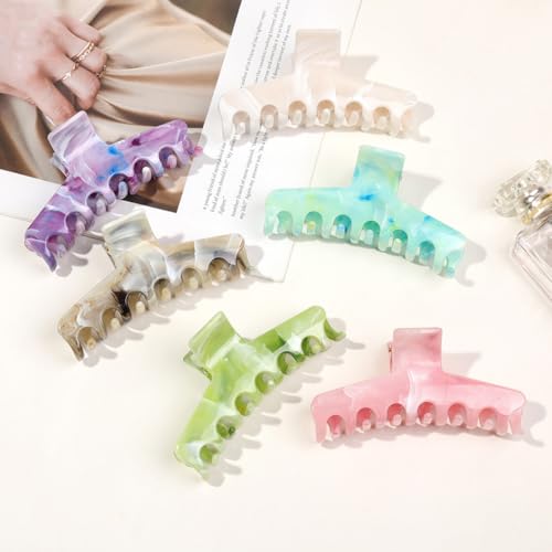 Marble Claw Hair Clips - 7-Teeth Non-Slip Strong Hold (4-Pack)