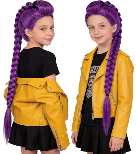 33.5" Purple Braided Wig for Kids with Adjustable Cap
