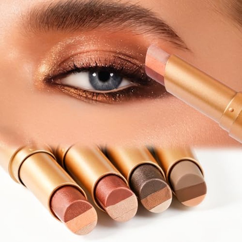 3-Color Shimmer Eyeshadow Stick, Waterproof Cream Makeup (4-Pack)