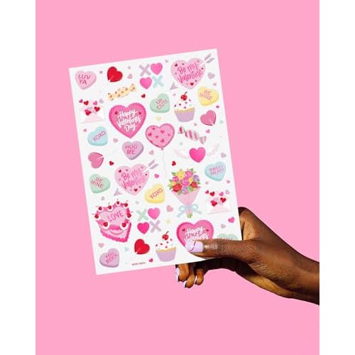 xo, Fetti Valentine's Day Temporary Tattoos - 54 Hot Pink Foil Styles | V-Day Party Decoration, Galentines, Party Favor, Be Mine, Candy Heart, Vday Supplies, XOXOs