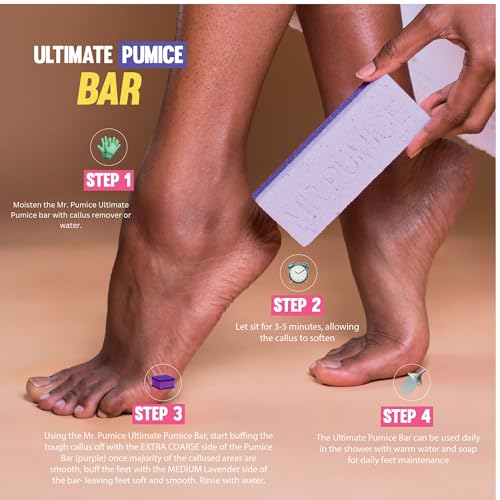 Mr. Pumice Ultimate Pumi Bar 2-in-1 Dual Grit Foot Callus Remover - 4 Pack