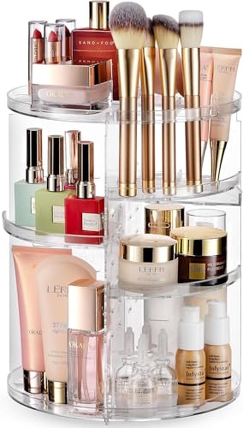 360 Rotating Makeup Organizer - Adjustable Shelf