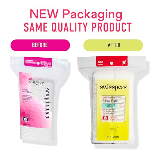 Swisspers Premium 100% Natural Cotton Skincare Pads, 100 Ct (Pack of 4)