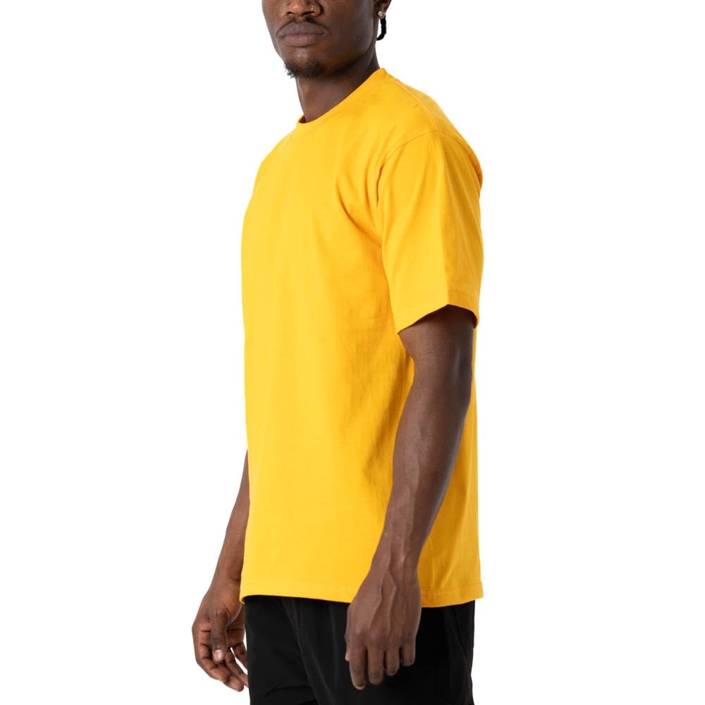 Pro Club Men's Heavyweight Cotton Short Sleeve Crew Neck T-Shirt, Gold, Small